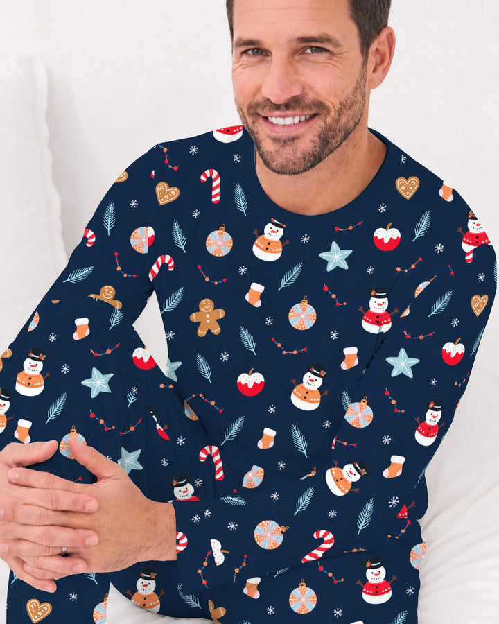 Midnight Snowman Christmas Treats Bamboo Men's Pajama Set