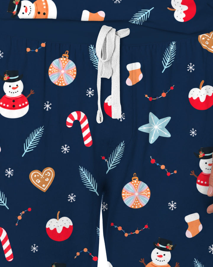 Midnight Snowman Christmas Treats Bamboo Men's Pajama Set