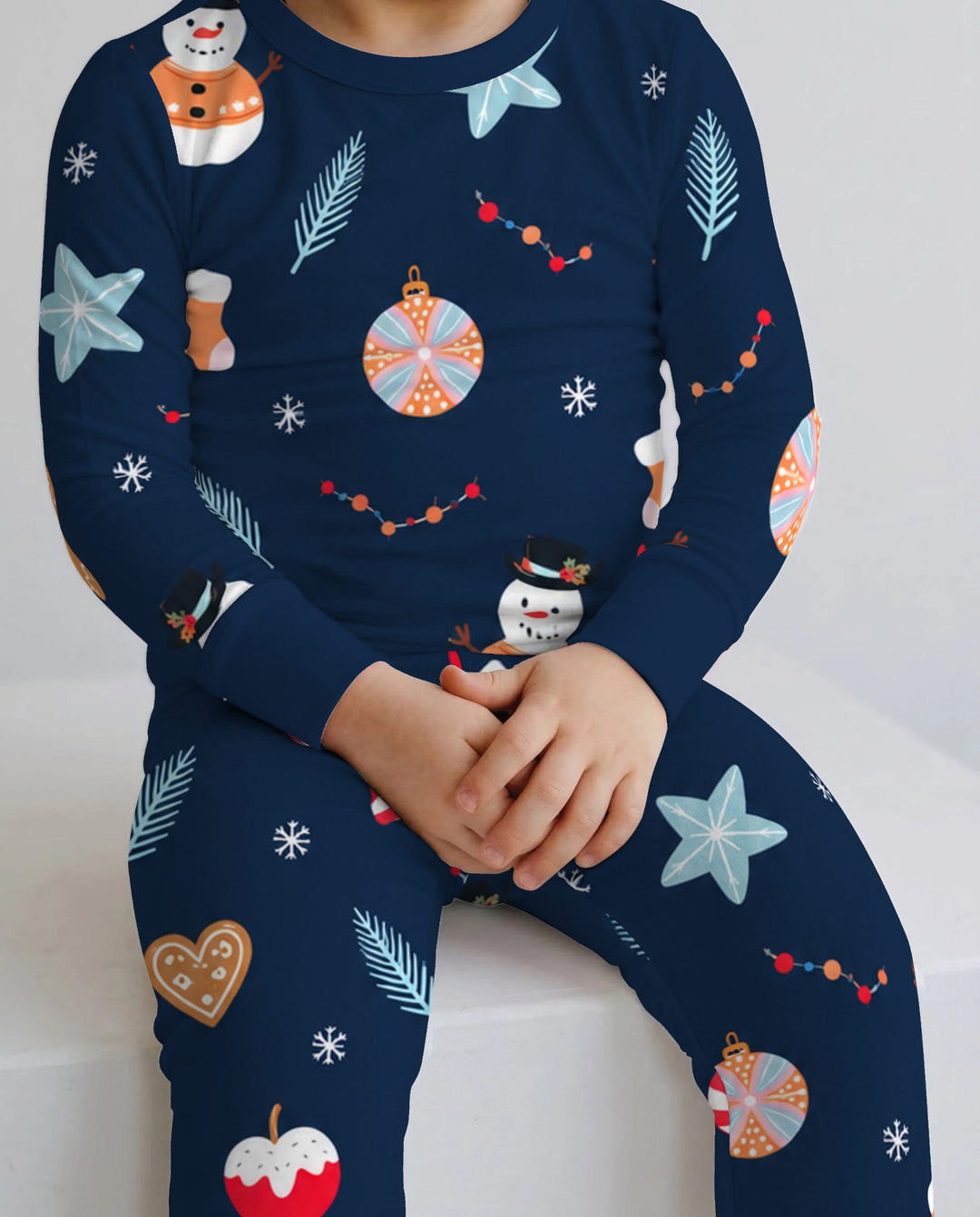 Midnight Snowman Christmas Treats Bamboo Two Piece Long Sleeve Pajama Set