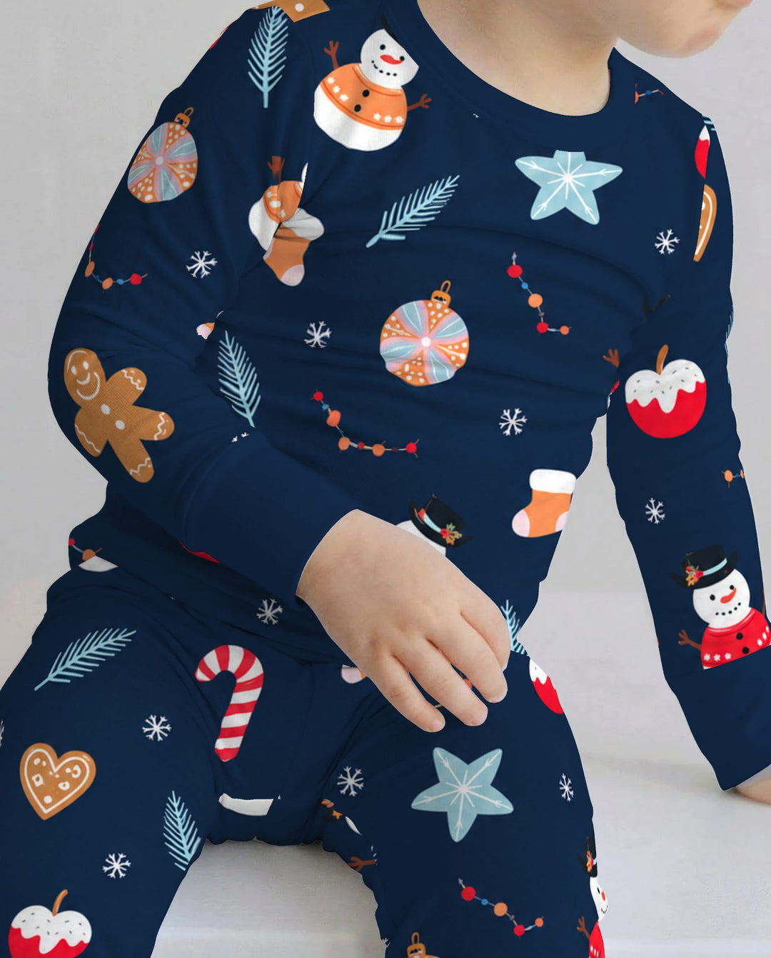 Midnight Snowman Christmas Treats Bamboo Two Piece Long Sleeve Pajama Set