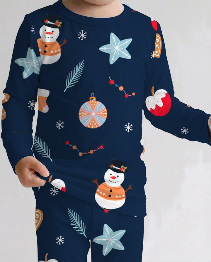 Midnight Snowman Christmas Treats Bamboo Two Piece Long Sleeve Pajama Set