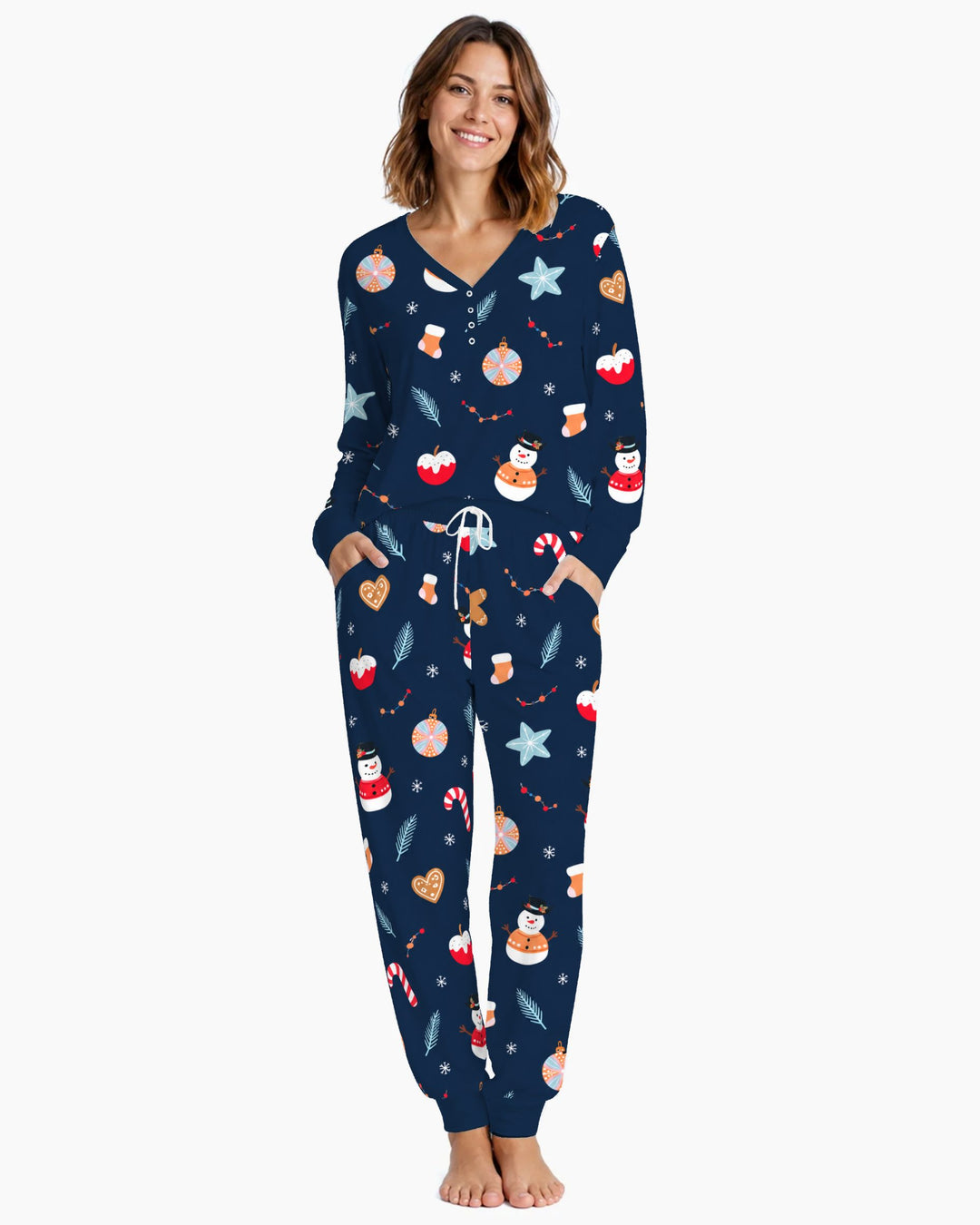 Midnight Snowman Christmas Treats Bamboo Women Pajama Set