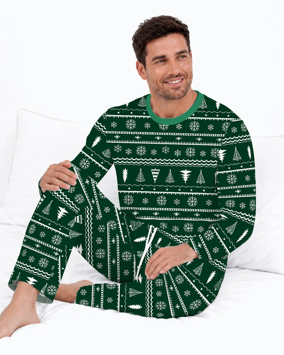 Evergreen Nordic Christmas Trees Bamboo Men's Pajama Set