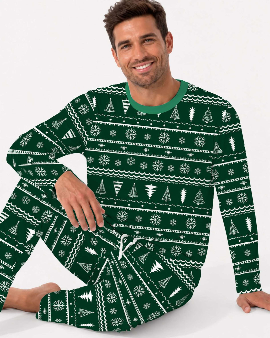 Evergreen Nordic Christmas Trees Bamboo Men's Pajama Set