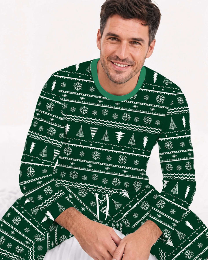 Evergreen Nordic Christmas Trees Bamboo Men's Pajama Set