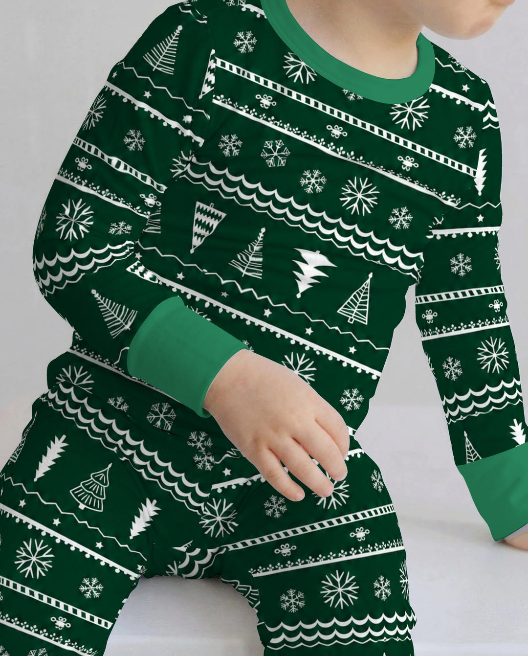 Evergreen Nordic Christmas Trees Bamboo Two Piece Long Sleeve Pajama Set
