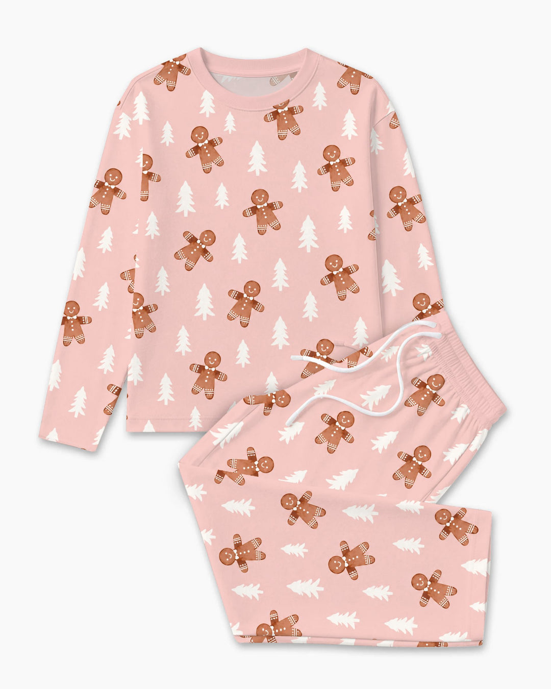 Pink Gingerbread Christmas Forest Bamboo Men's Pajama Set