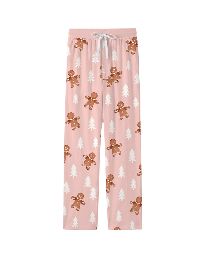 Pink Gingerbread Christmas Forest Bamboo Men's Pajama Set