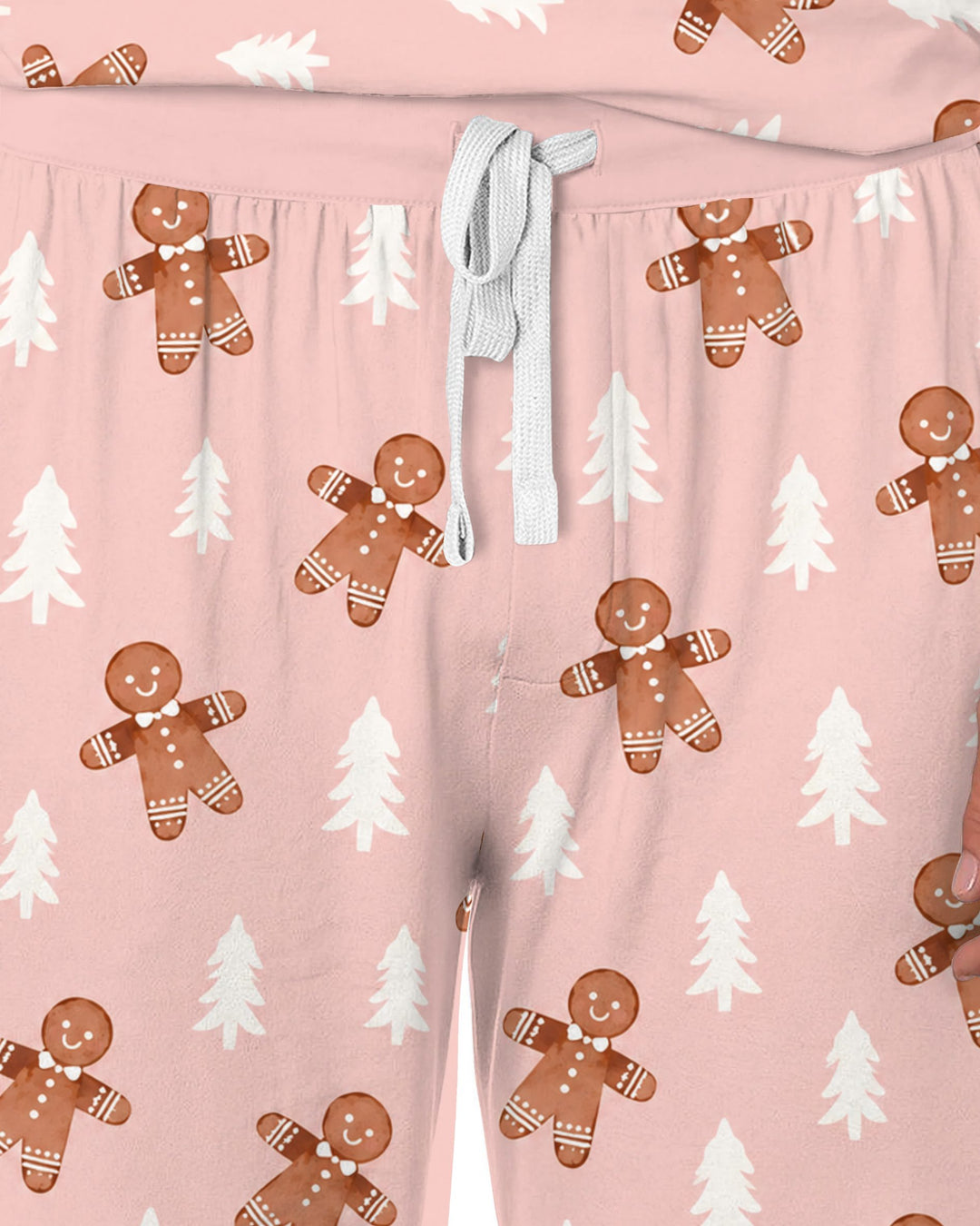 Pink Gingerbread Christmas Forest Bamboo Men's Pajama Set