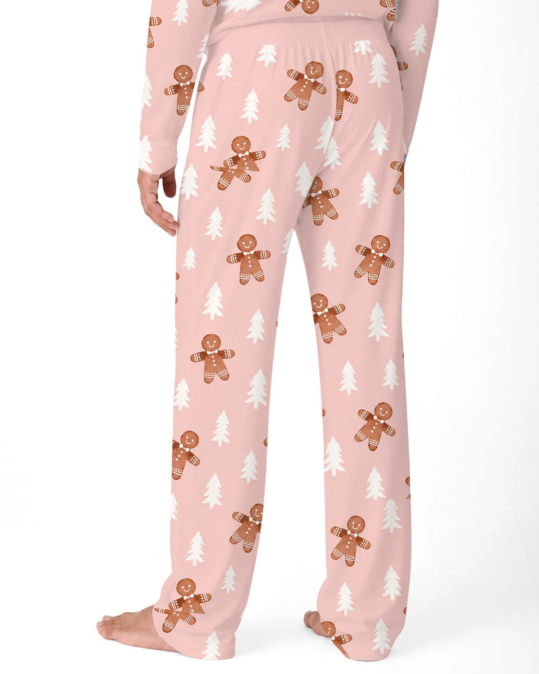 Pink Gingerbread Christmas Forest Bamboo Men's Pajama Set