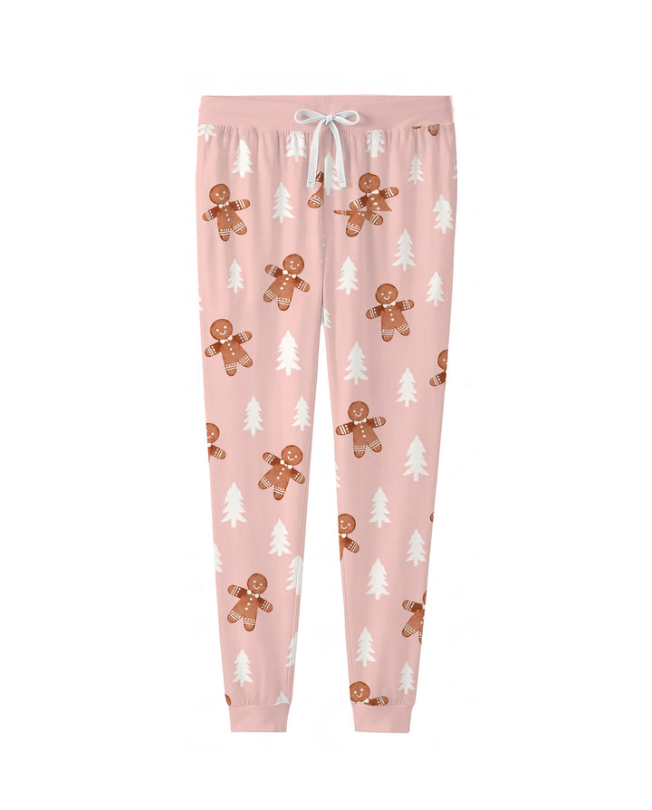 Pink Gingerbread Christmas Forest Bamboo Women Pajama Set