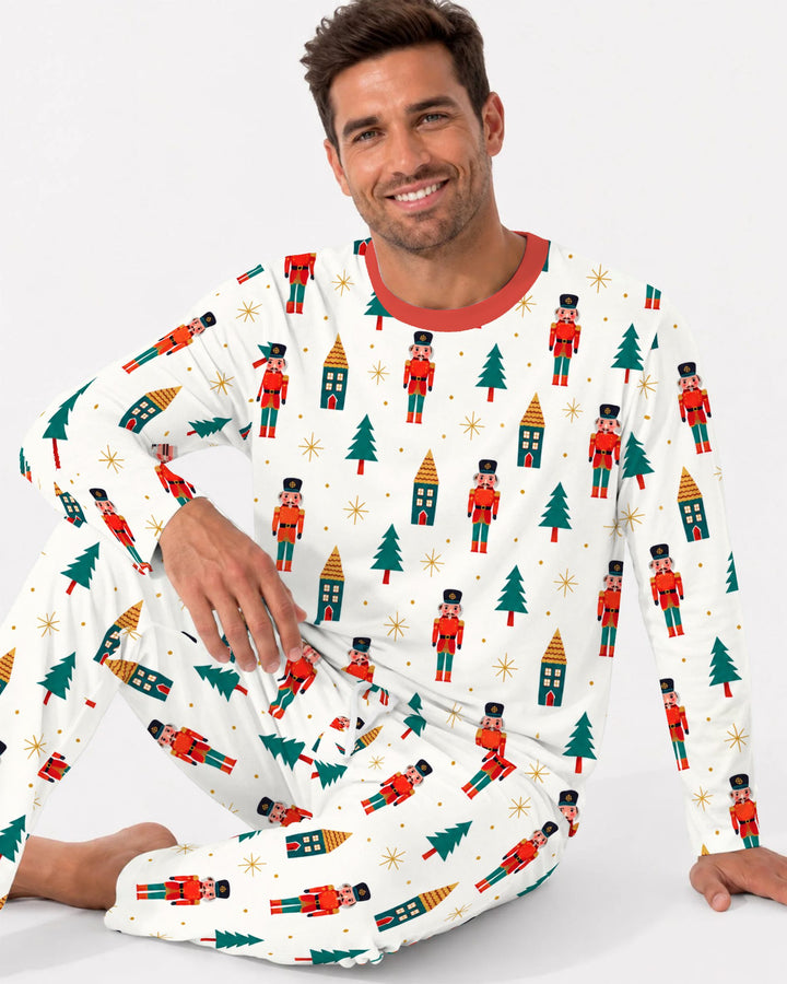 Classic Nutcracker Christmas Village Bamboo Men's Pajama Set