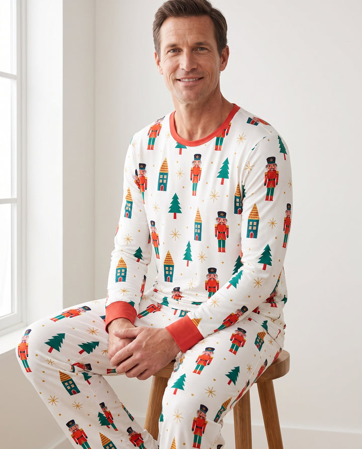 Classic Nutcracker Christmas Village Bamboo Men's Pajama Set