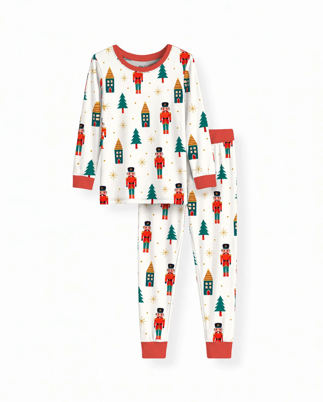 Classic Nutcracker Christmas Village Bamboo Two Piece Long Sleeve Pajama Set