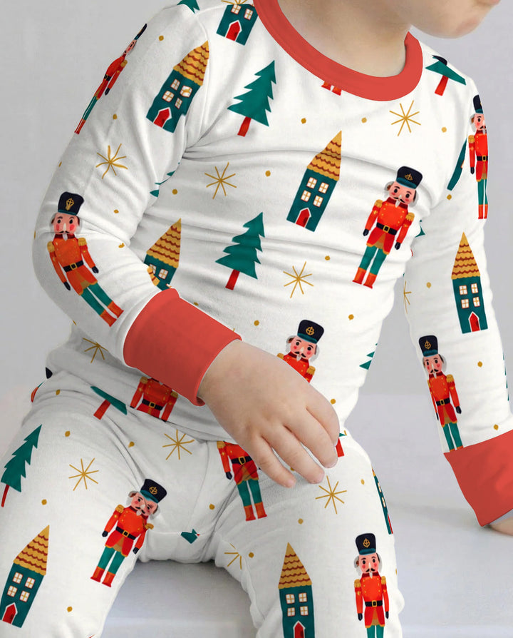 Classic Nutcracker Christmas Village Bamboo Two Piece Long Sleeve Pajama Set