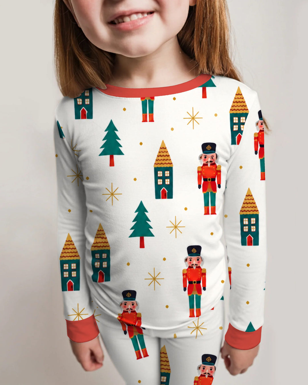 Classic Nutcracker Christmas Village Bamboo Two Piece Long Sleeve Pajama Set