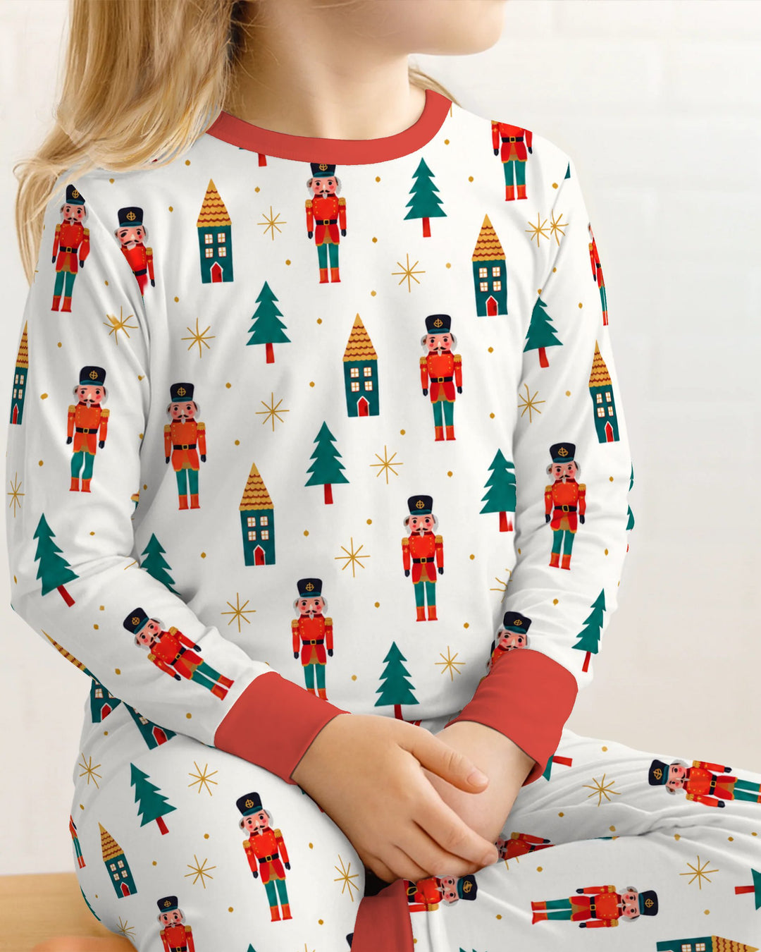 Classic Nutcracker Christmas Village Bamboo Two Piece Long Sleeve Pajama Set