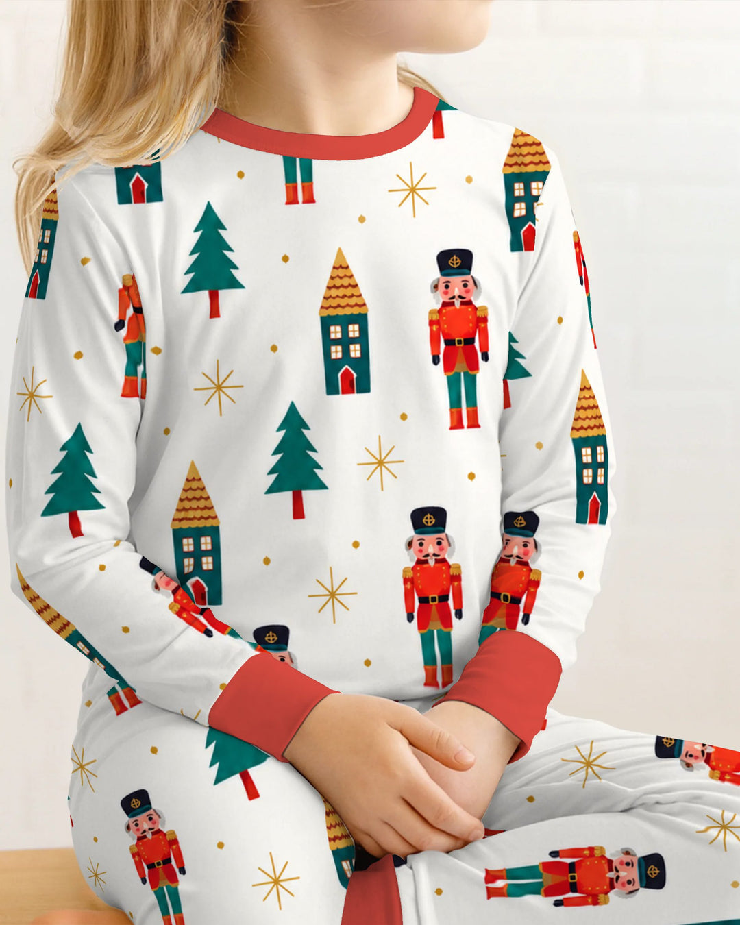 Classic Nutcracker Christmas Village Bamboo Two Piece Long Sleeve Pajama Set