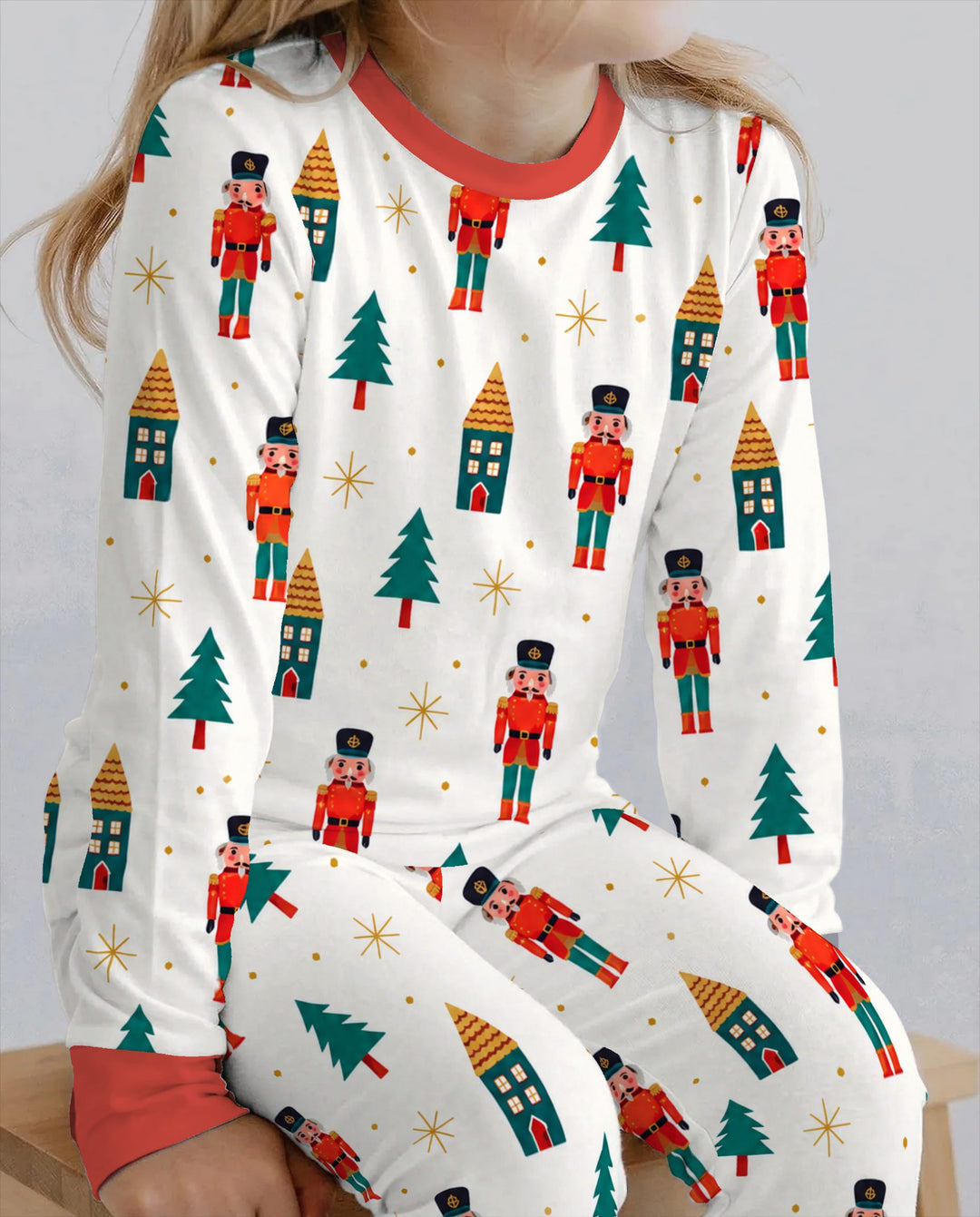 Classic Nutcracker Christmas Village Bamboo Two Piece Long Sleeve Pajama Set