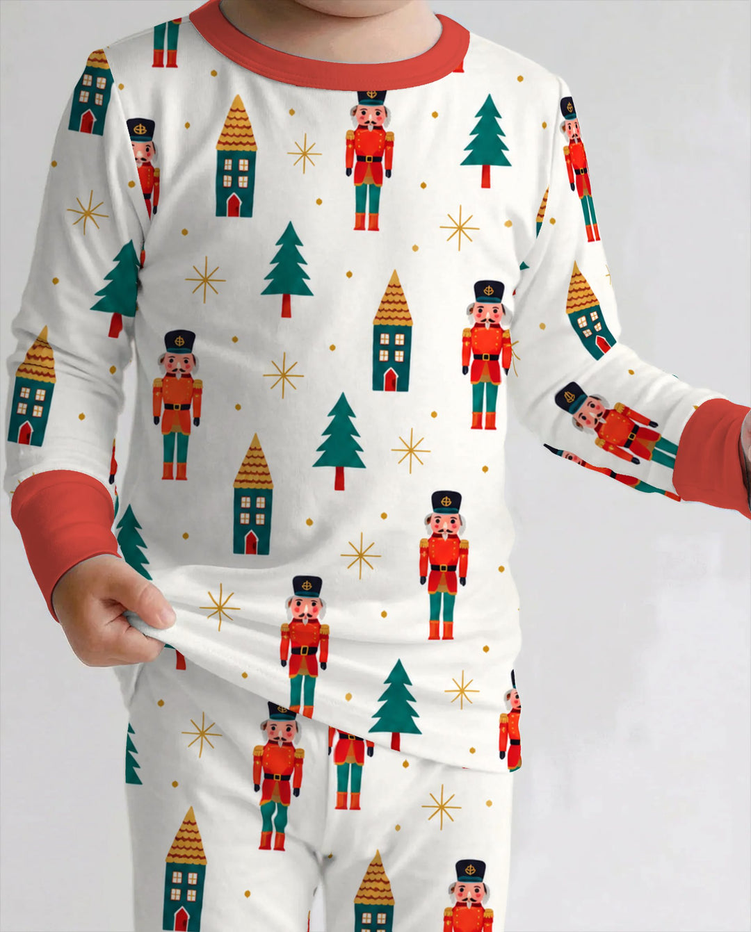 Classic Nutcracker Christmas Village Bamboo Two Piece Long Sleeve Pajama Set