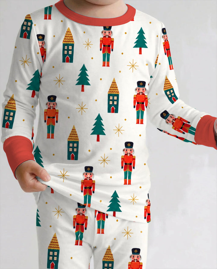 Classic Nutcracker Christmas Village Bamboo Two Piece Long Sleeve Pajama Set