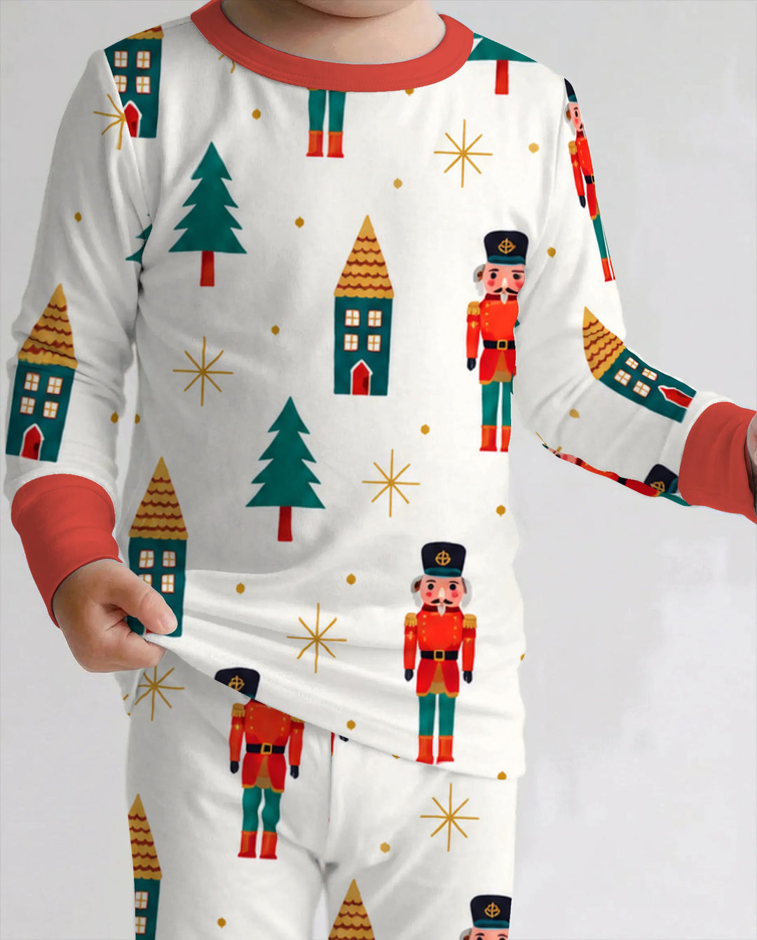 Classic Nutcracker Christmas Village Bamboo Two Piece Long Sleeve Pajama Set