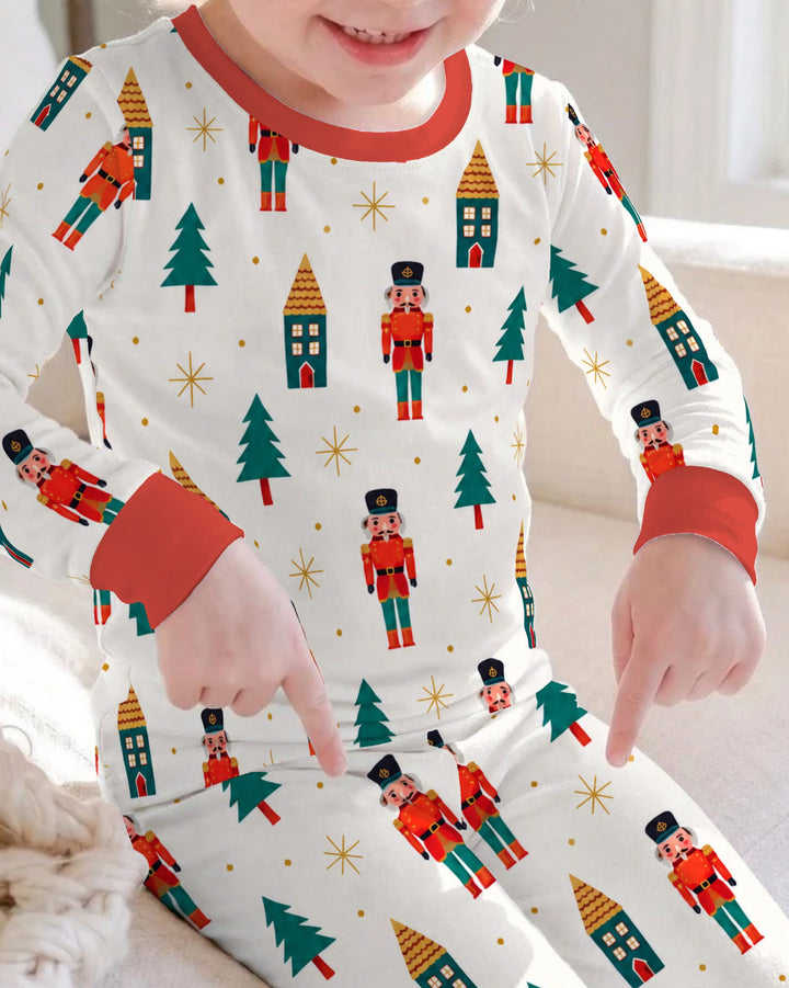 Classic Nutcracker Christmas Village Bamboo Two Piece Long Sleeve Pajama Set