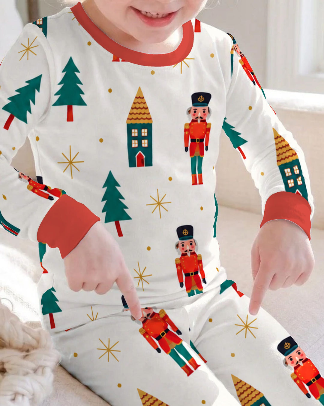 Classic Nutcracker Christmas Village Bamboo Two Piece Long Sleeve Pajama Set