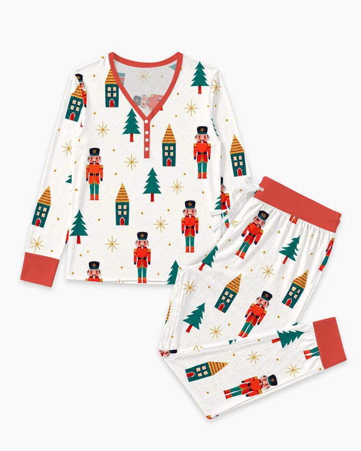 Classic Nutcracker Christmas Village Bamboo Women Pajama Set