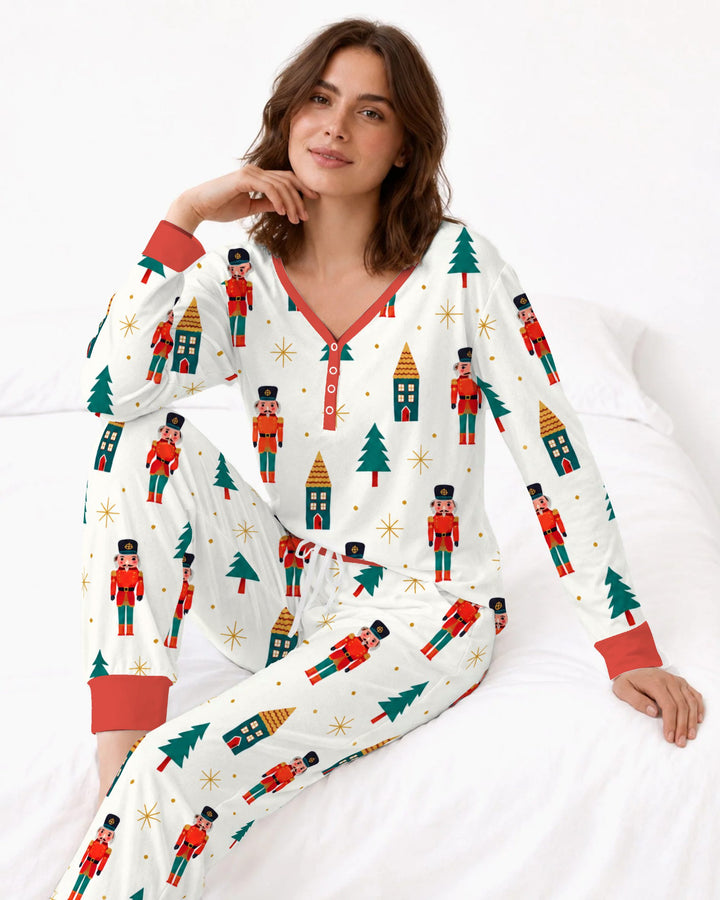 Classic Nutcracker Christmas Village Bamboo Women Pajama Set