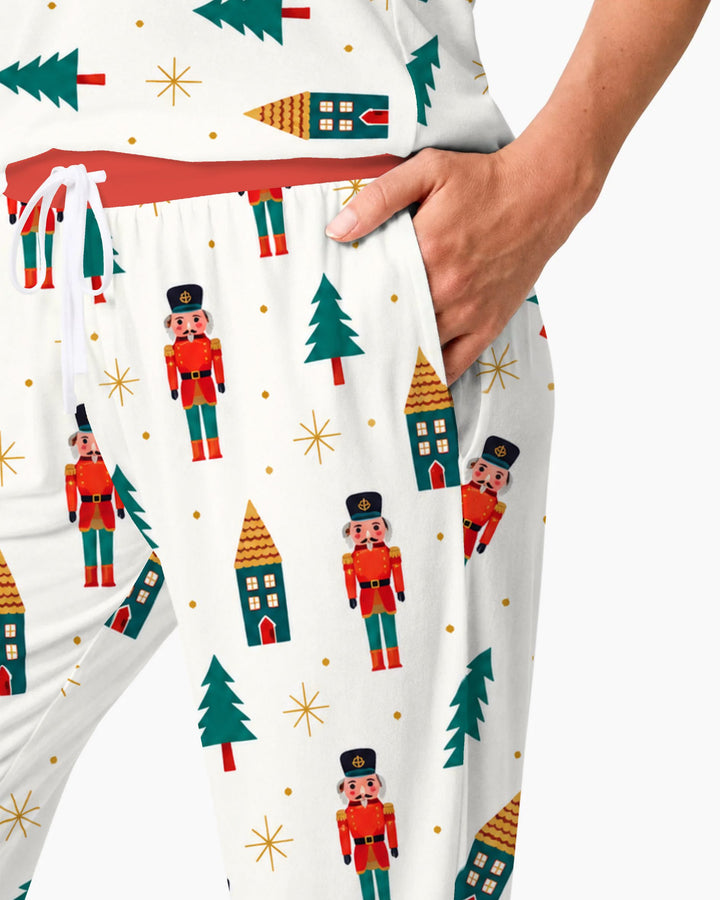Classic Nutcracker Christmas Village Bamboo Women Pajama Set