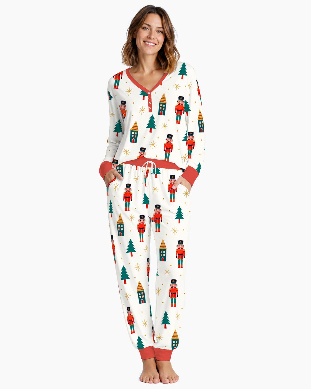 Classic Nutcracker Christmas Village Bamboo Women Pajama Set