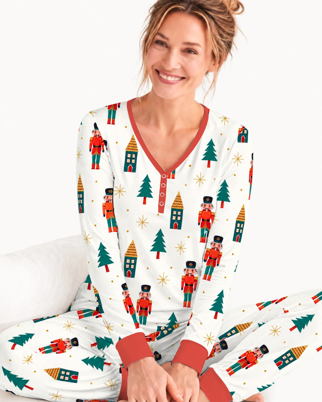 Classic Nutcracker Christmas Village Bamboo Women Pajama Set