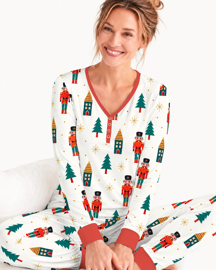 Classic Nutcracker Christmas Village Bamboo Women Pajama Set