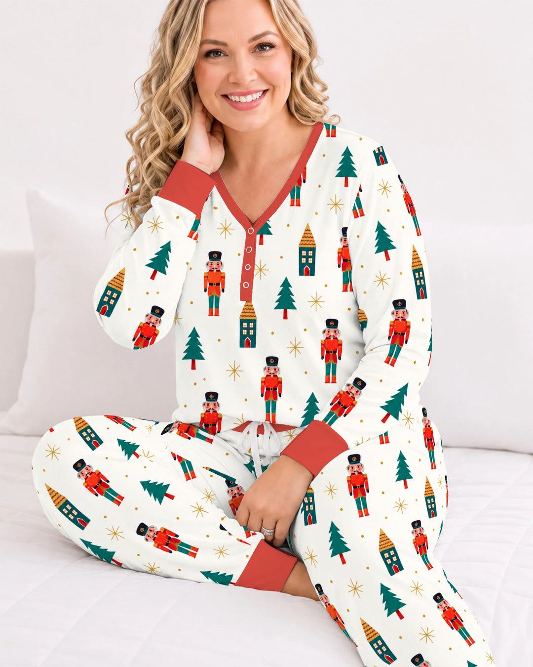 Classic Nutcracker Christmas Village Bamboo Women Pajama Set