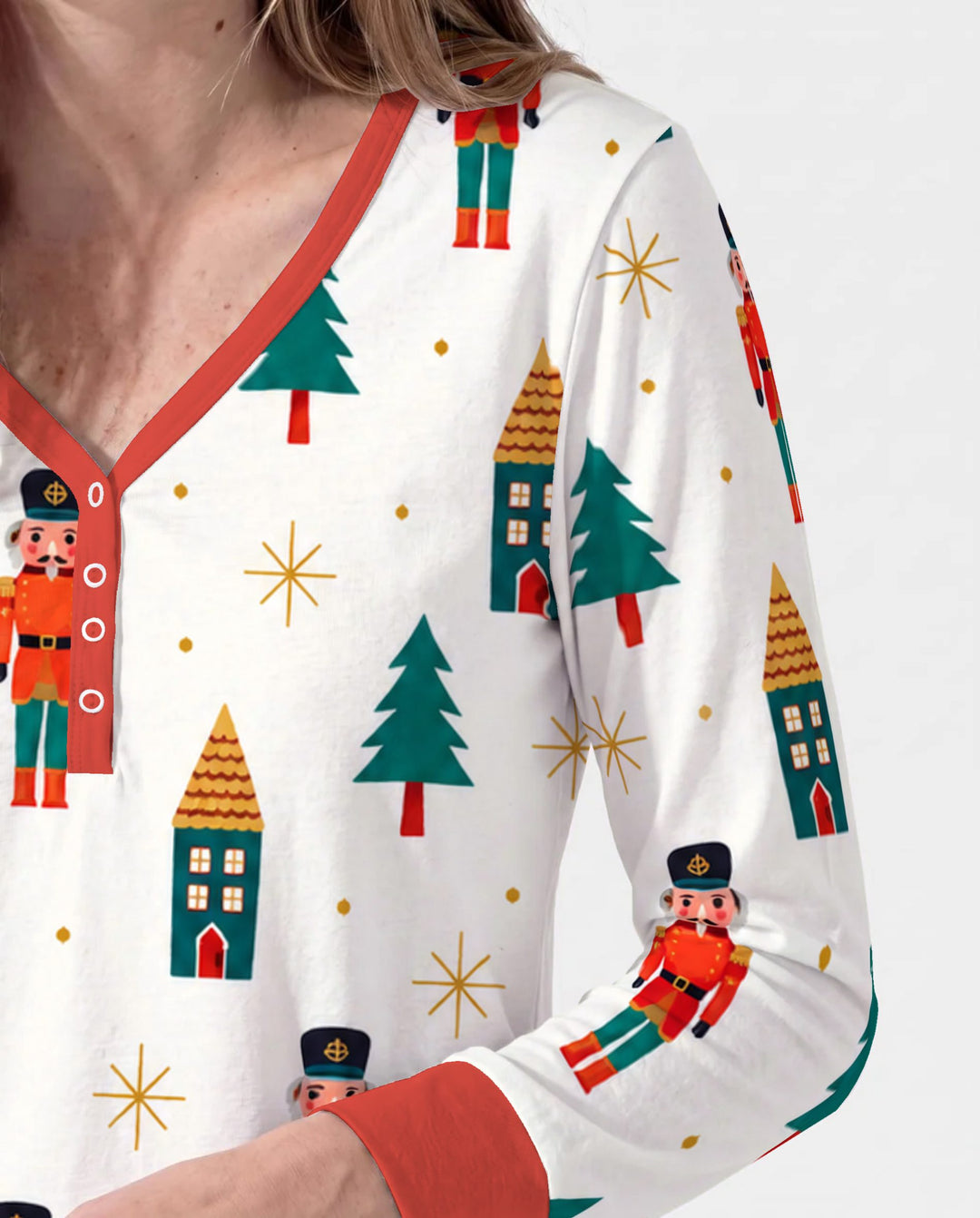 Classic Nutcracker Christmas Village Bamboo Women Pajama Set