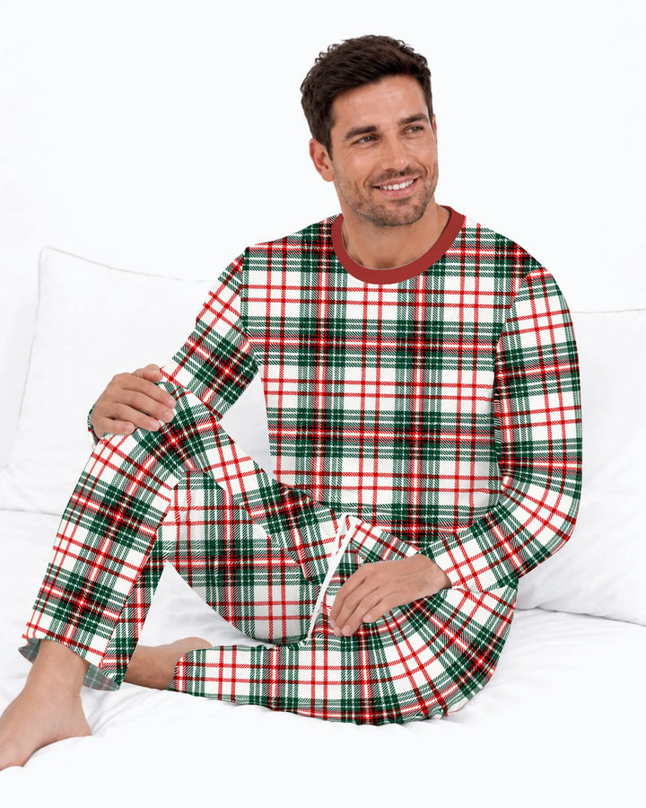 Classic Christmas Tartan Plaid Bamboo Men's Pajama Set