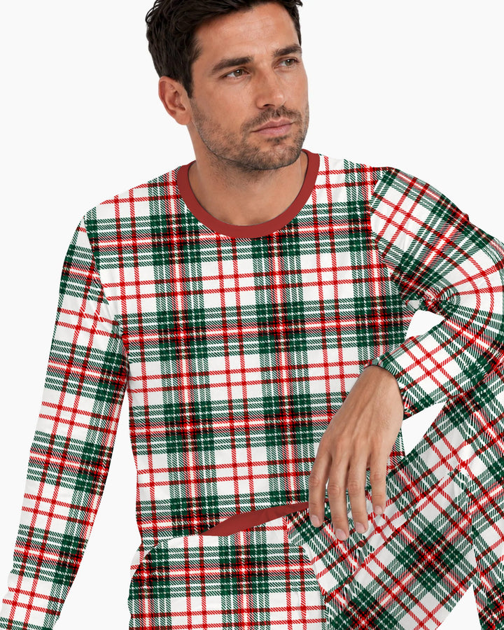 Classic Christmas Tartan Plaid Bamboo Men's Pajama Set