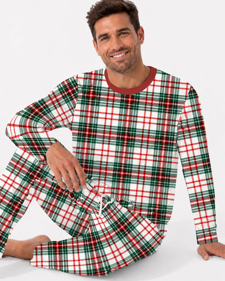 Classic Christmas Tartan Plaid Bamboo Men's Pajama Set