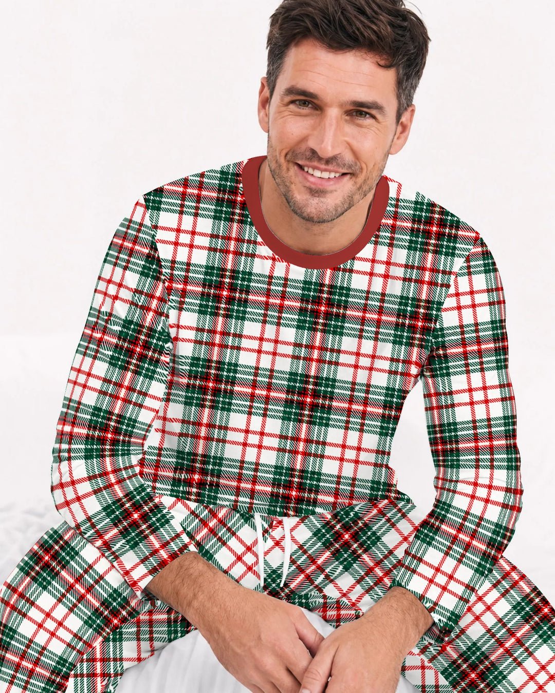 Classic Christmas Tartan Plaid Bamboo Men's Pajama Set