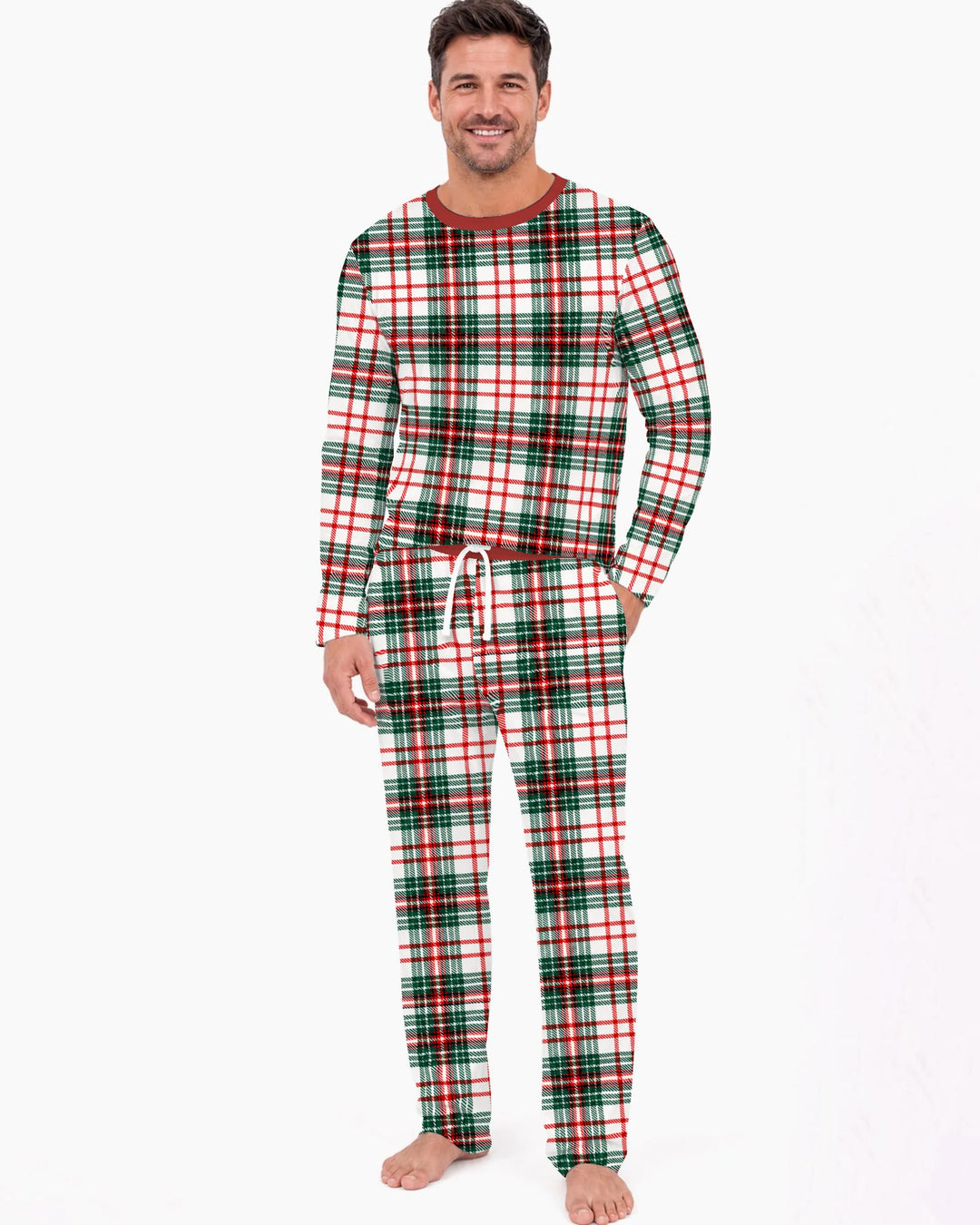 Classic Christmas Tartan Plaid Bamboo Men's Pajama Set