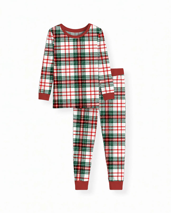 Classic Christmas Tartan Plaid Bamboo Two Piece Long Sleeve Pajama Set