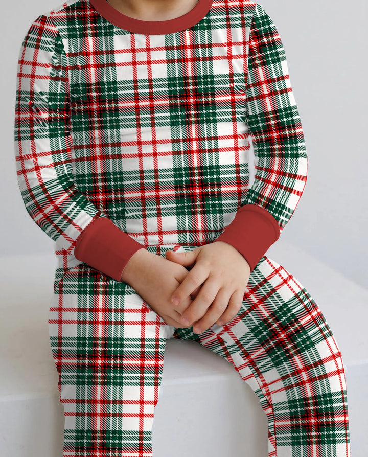 Classic Christmas Tartan Plaid Bamboo Two Piece Long Sleeve Pajama Set