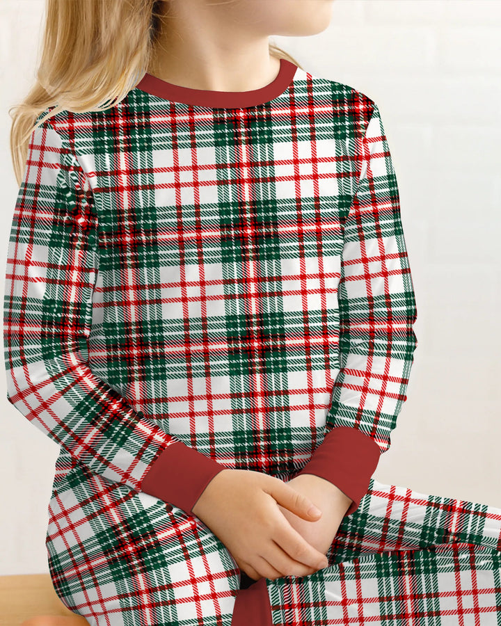 Classic Christmas Tartan Plaid Bamboo Two Piece Long Sleeve Pajama Set