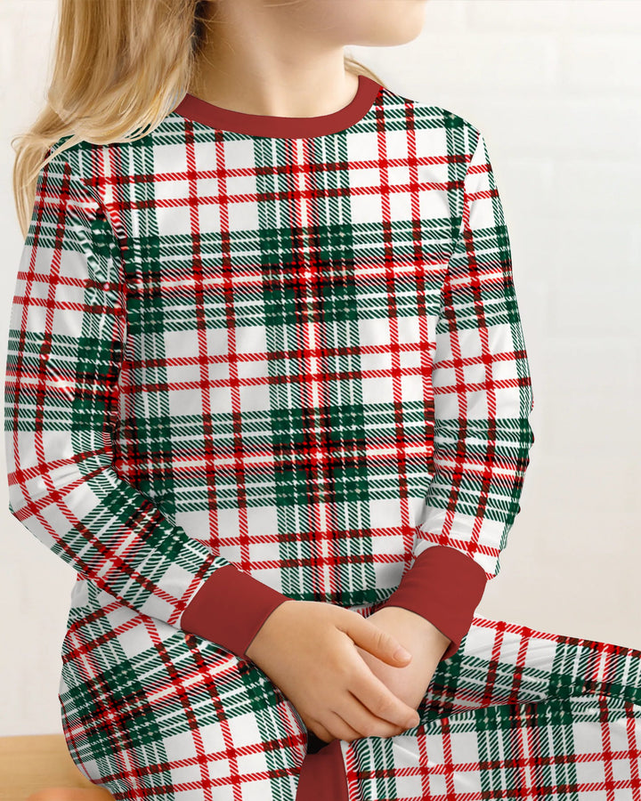 Classic Christmas Tartan Plaid Bamboo Two Piece Long Sleeve Pajama Set