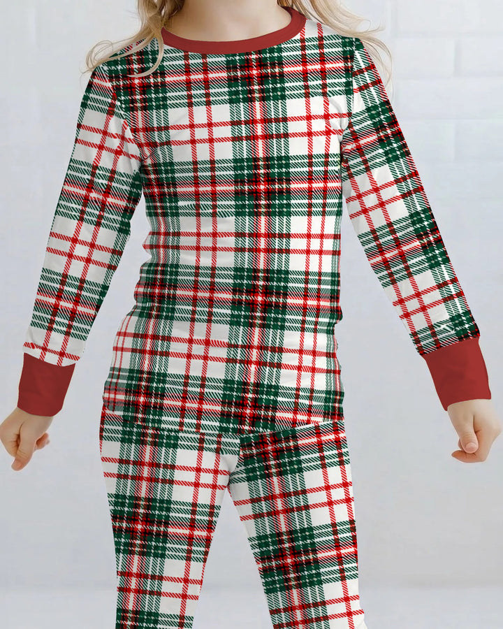 Classic Christmas Tartan Plaid Bamboo Two Piece Long Sleeve Pajama Set