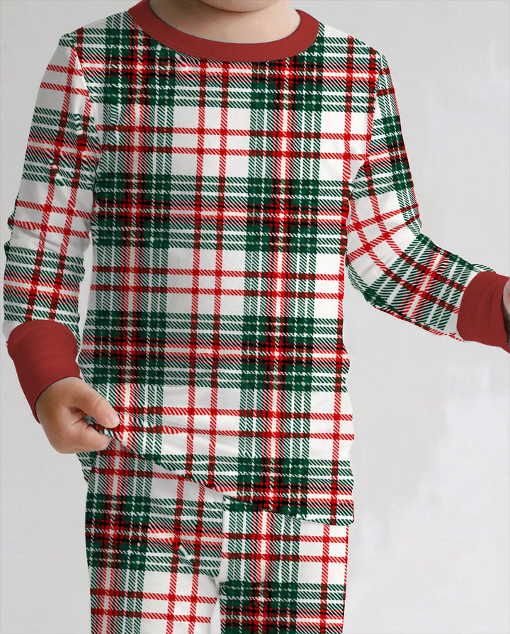 Classic Christmas Tartan Plaid Bamboo Two Piece Long Sleeve Pajama Set