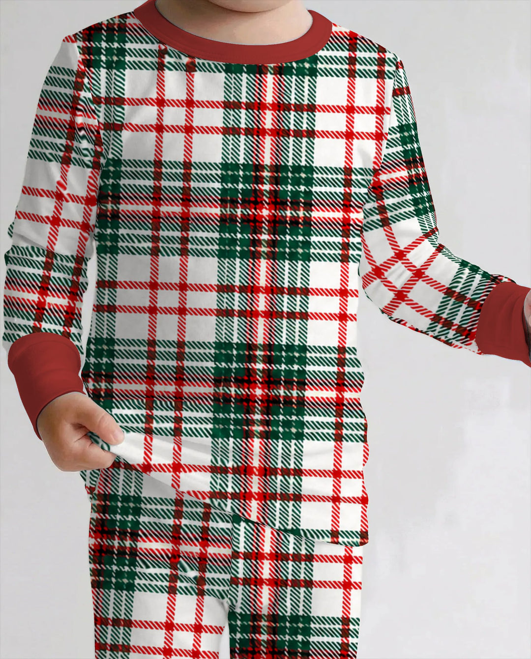 Classic Christmas Tartan Plaid Bamboo Two Piece Long Sleeve Pajama Set