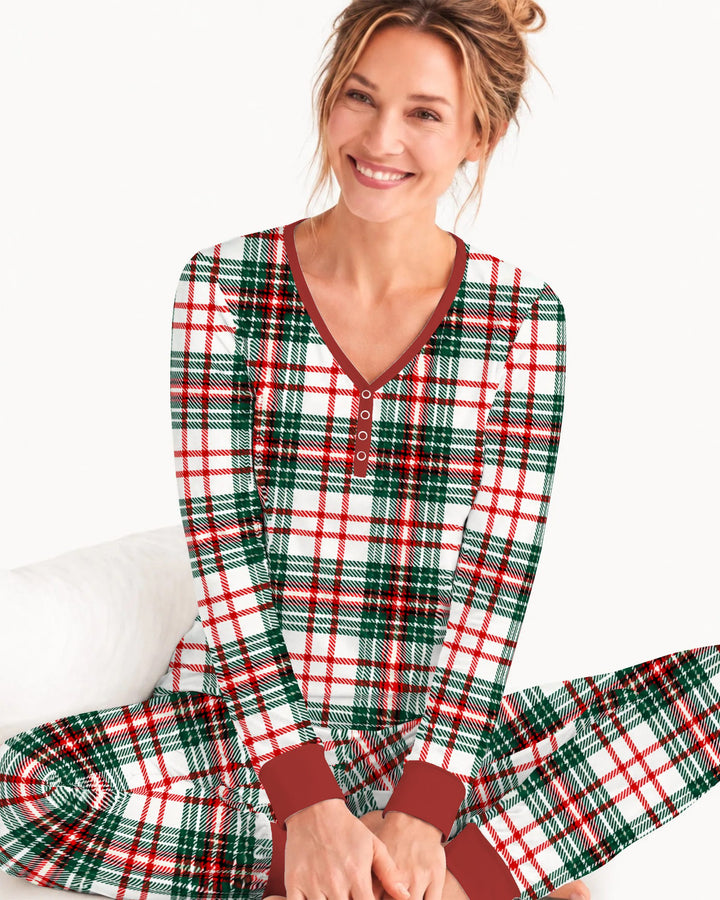 Classic Christmas Tartan Plaid Bamboo Women Pajama Set
