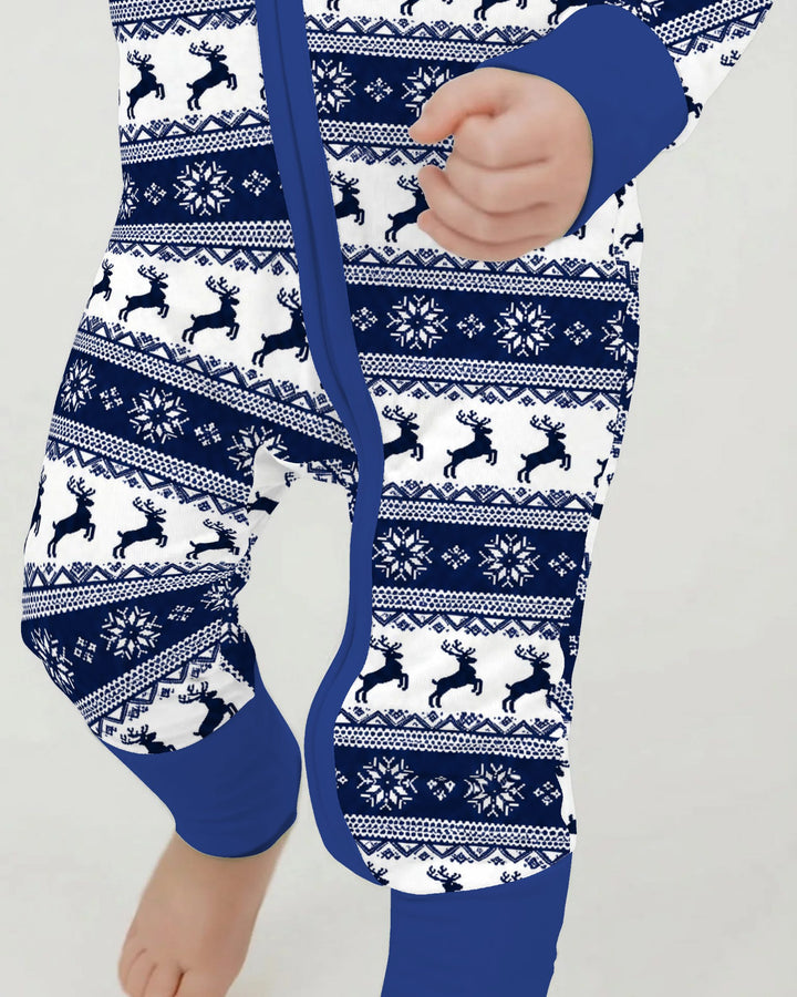 Navy Nordic Reindeer Fair Isle Bamboo Convertible Zippy